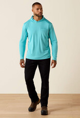 Ariat Mens Ariat Turquoise Blue Rebar Sun Blocker Hooded Long Sleeve T-Shirt