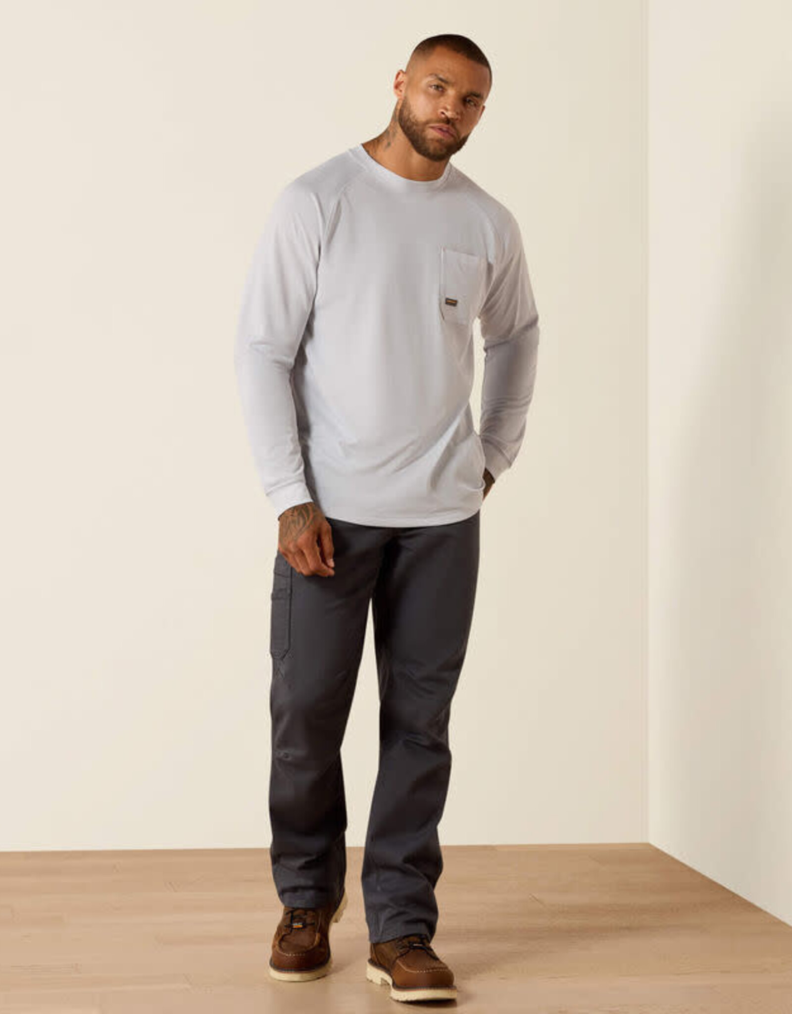 Ariat Mens Ariat Grey Rebar Heat Fighter Long Sleeve T-Shirt