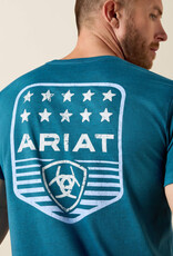 Ariat Mens Ariat Stripe Patriotic Badge Short Sleeve T-Shirt
