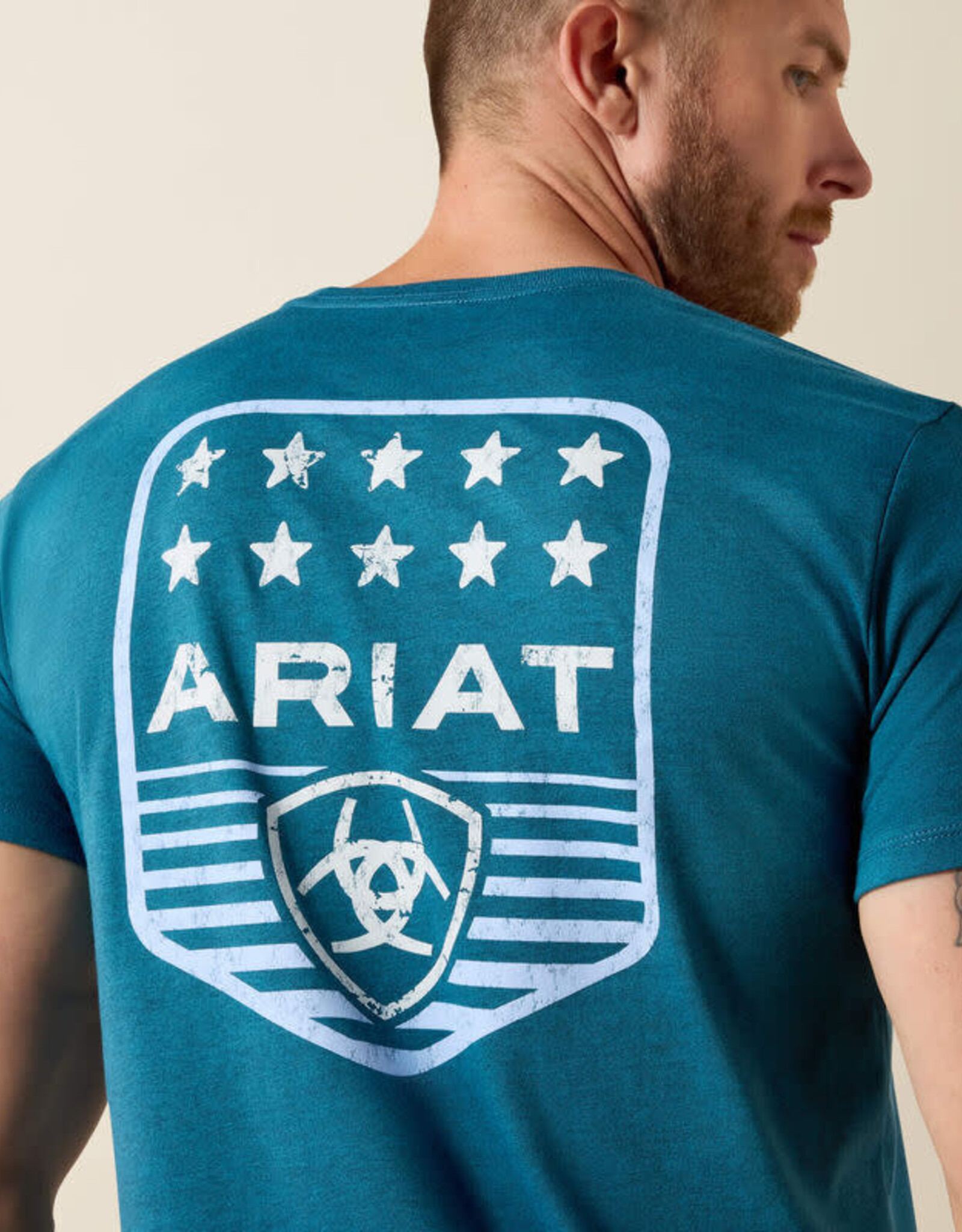 Ariat Mens Ariat Stripe Patriotic Badge Short Sleeve T-Shirt