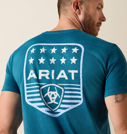 Ariat Mens Ariat Stripe Patriotic Badge Short Sleeve T-Shirt