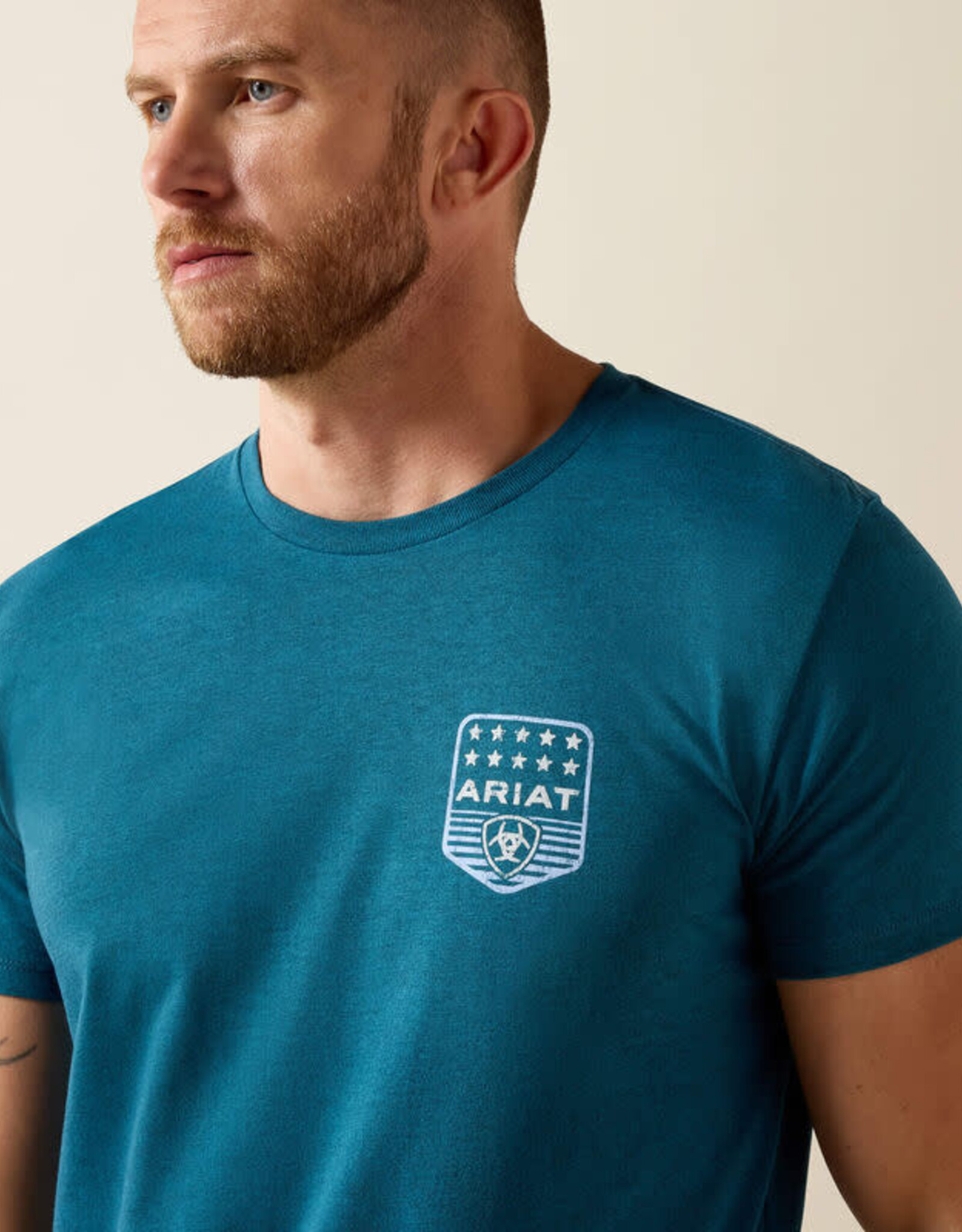 Ariat Mens Ariat Stripe Patriotic Badge Short Sleeve T-Shirt