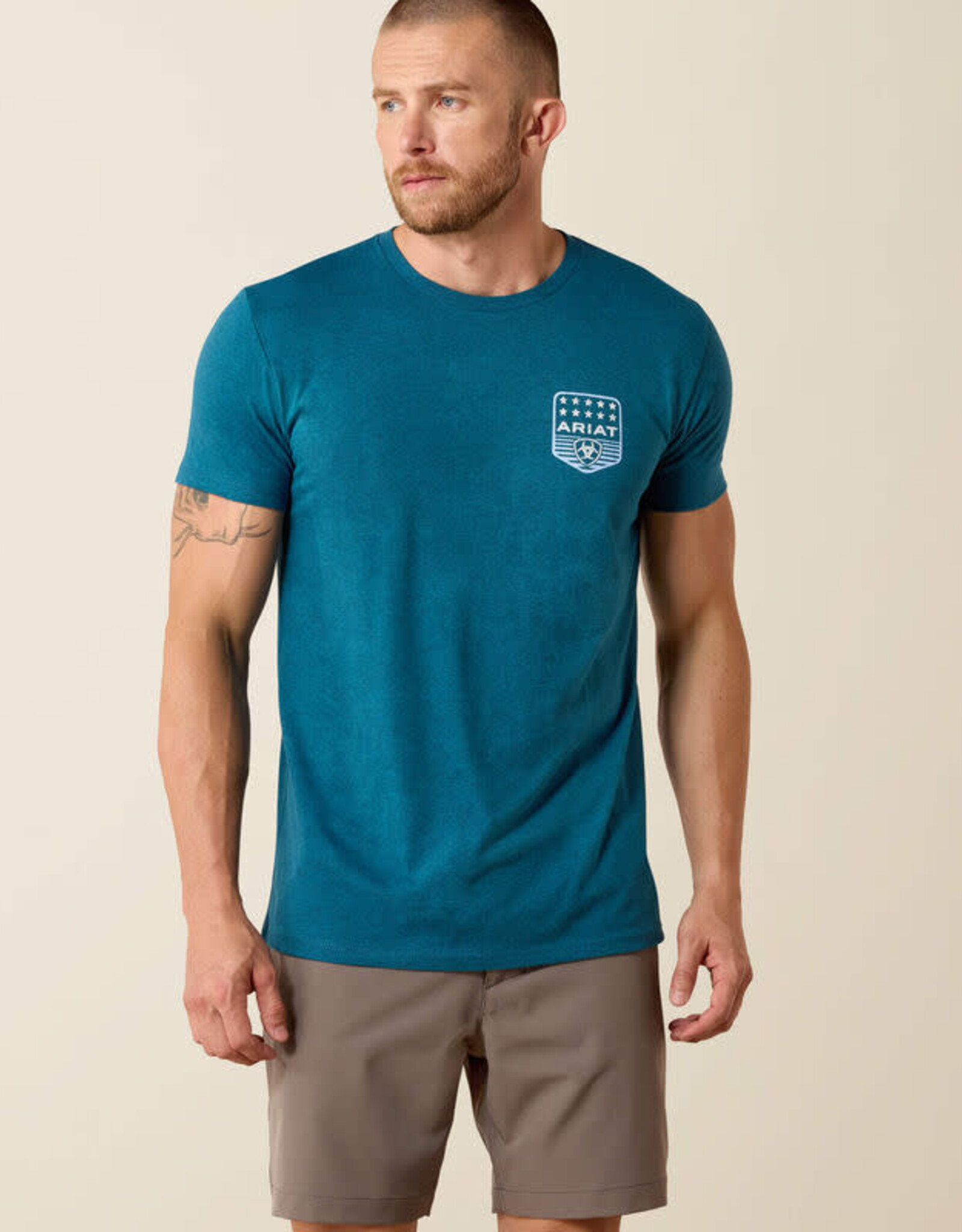 Ariat Mens Ariat Stripe Patriotic Badge Short Sleeve T-Shirt