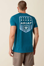 Ariat Mens Ariat Stripe Patriotic Badge Short Sleeve T-Shirt