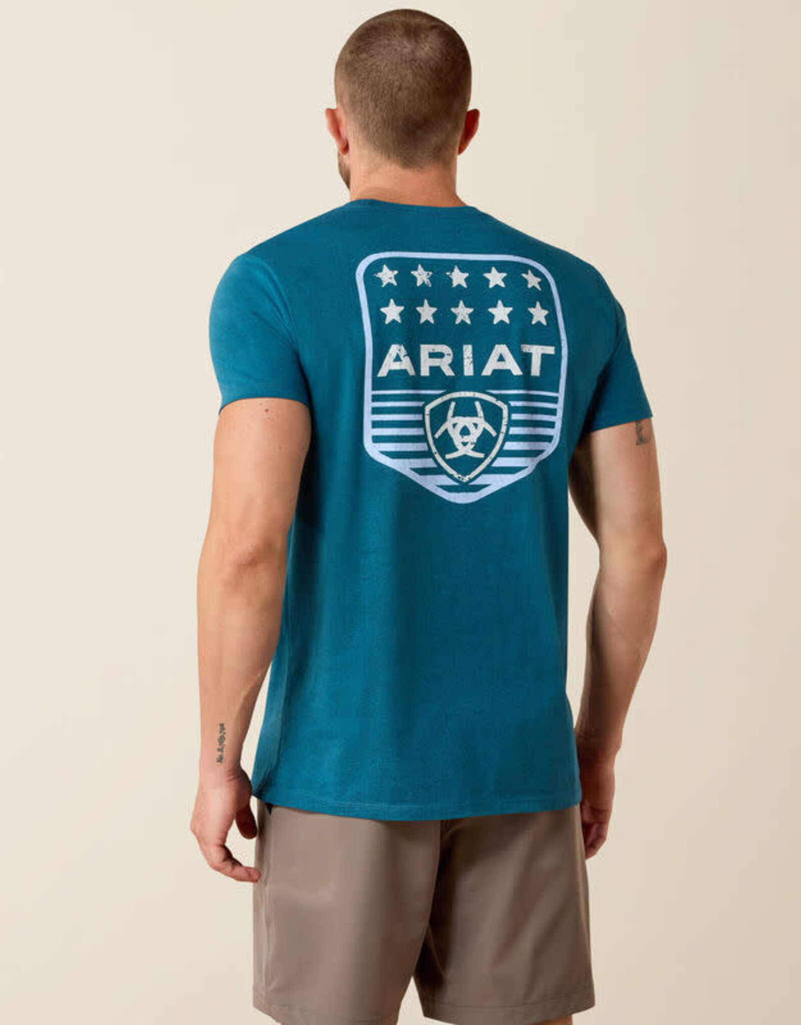 Ariat Mens Ariat Stripe Patriotic Badge Short Sleeve T-Shirt