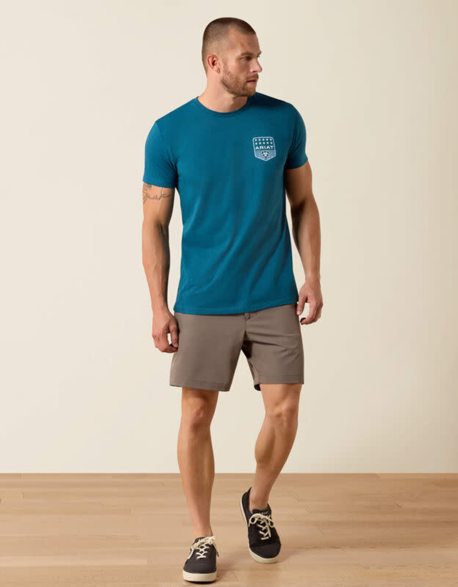 Ariat Mens Ariat Stripe Patriotic Badge Short Sleeve T-Shirt