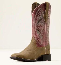 Ariat Ariat Womens Round Up Ruidoso Bomber Brown Dusty Rose Wide Square Toe Western Boot