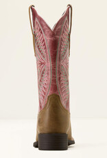 Ariat Ariat Womens Round Up Ruidoso Bomber Brown Dusty Rose Wide Square Toe Western Boot