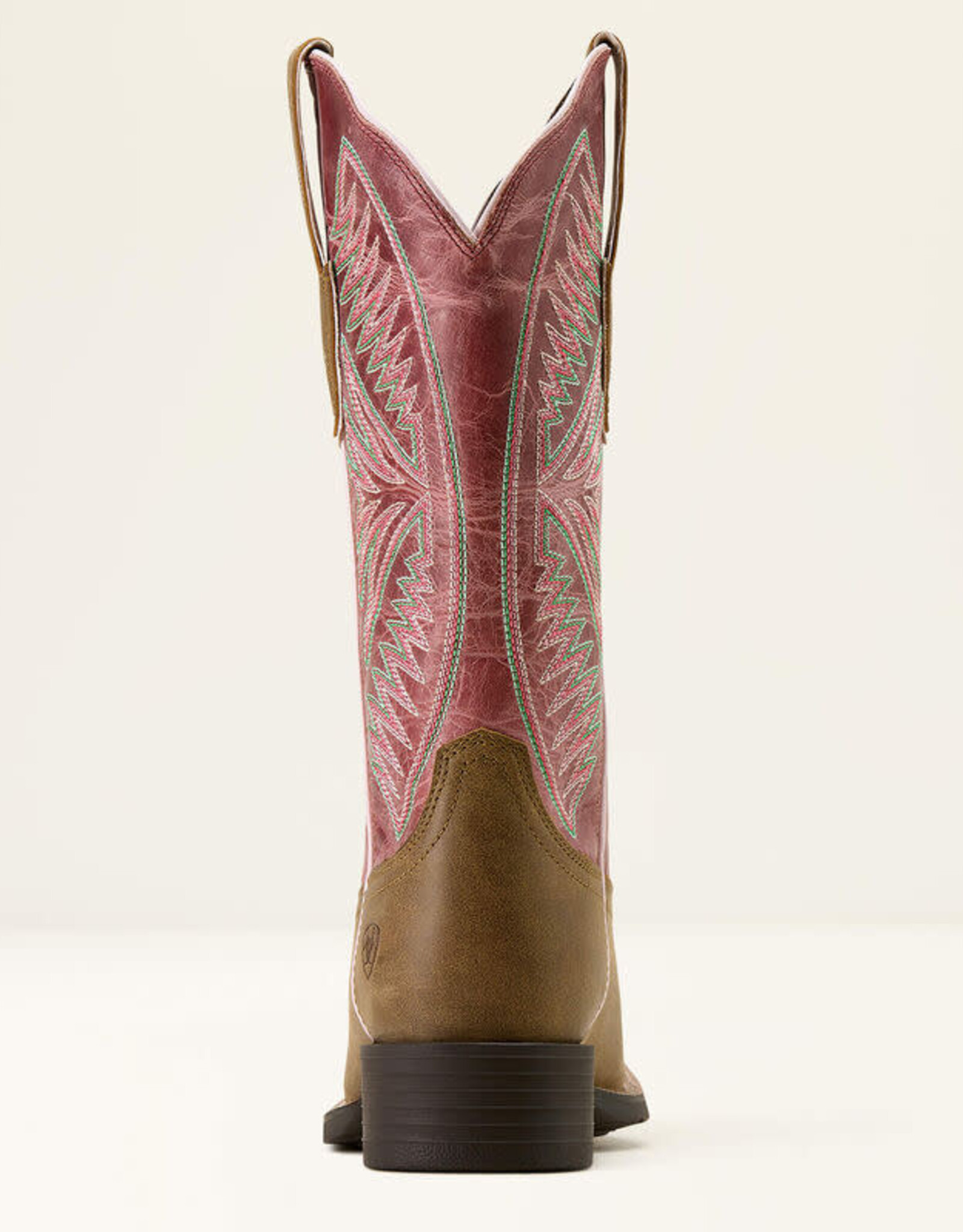 Ariat Ariat Womens Round Up Ruidoso Bomber Brown Dusty Rose Wide Square Toe Western Boot