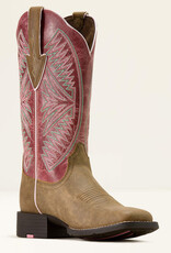 Ariat Ariat Womens Round Up Ruidoso Bomber Brown Dusty Rose Wide Square Toe Western Boot