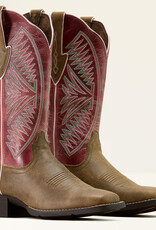 Ariat Ariat Womens Round Up Ruidoso Bomber Brown Dusty Rose Wide Square Toe Western Boot