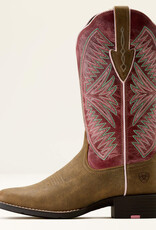 Ariat Ariat Womens Round Up Ruidoso Bomber Brown Dusty Rose Wide Square Toe Western Boot