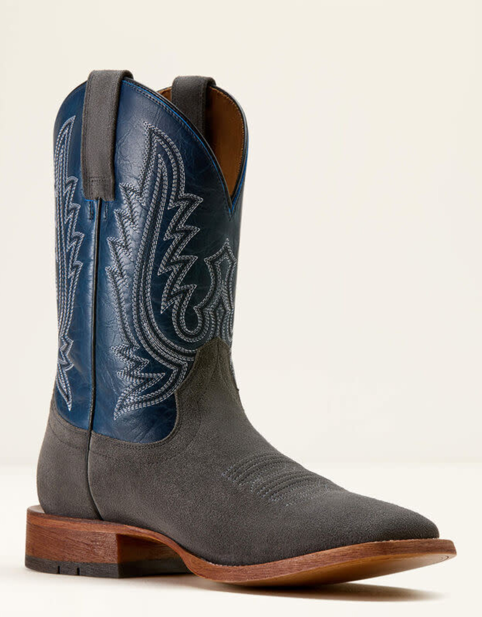 Ariat Mens Ariat Iron Grey Roughout County Roads Wide Square Toe Cowboy Boot