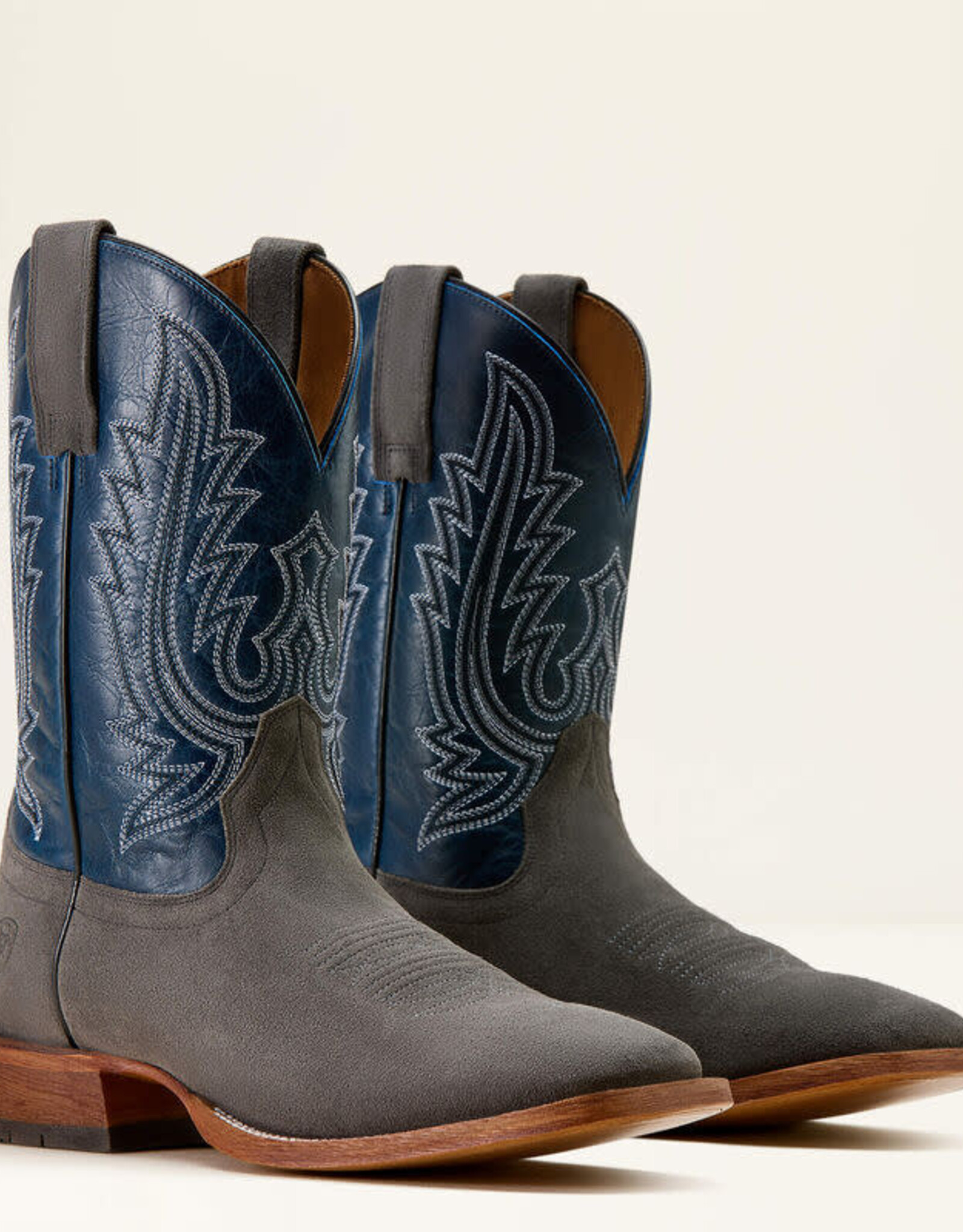 Ariat Mens Ariat Iron Grey Roughout County Roads Wide Square Toe Cowboy Boot