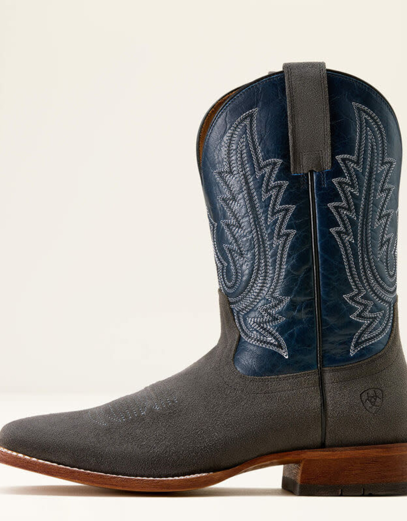 Ariat Mens Ariat Iron Grey Roughout County Roads Wide Square Toe Cowboy Boot