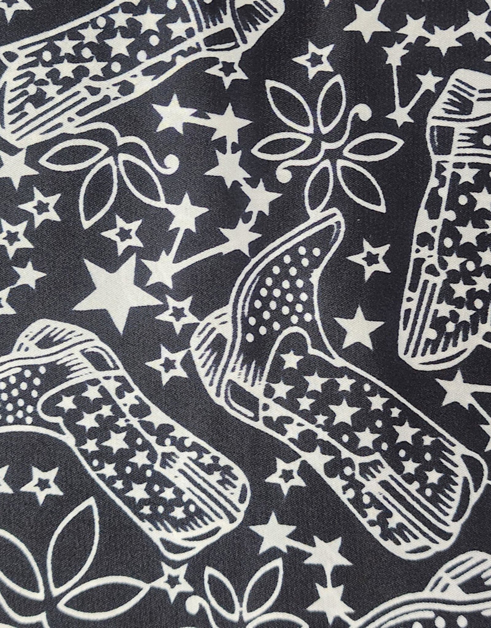 Wild Rag 100% Silk Black and White Western Cosmic Cowboy Boot Print 33x33