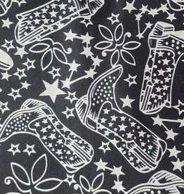 Wild Rag 100% Silk Black and White Western Cosmic Cowboy Boot Print 33x33