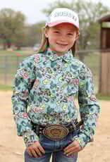 Girls Cruel Girl Long Sleeve Western Cowgirl Motif Pattern Pearl Snap Shirt