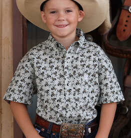 Cinch Boys Cinch Grey Bucking Horse Short Sleeve Button Western Camp Shirt