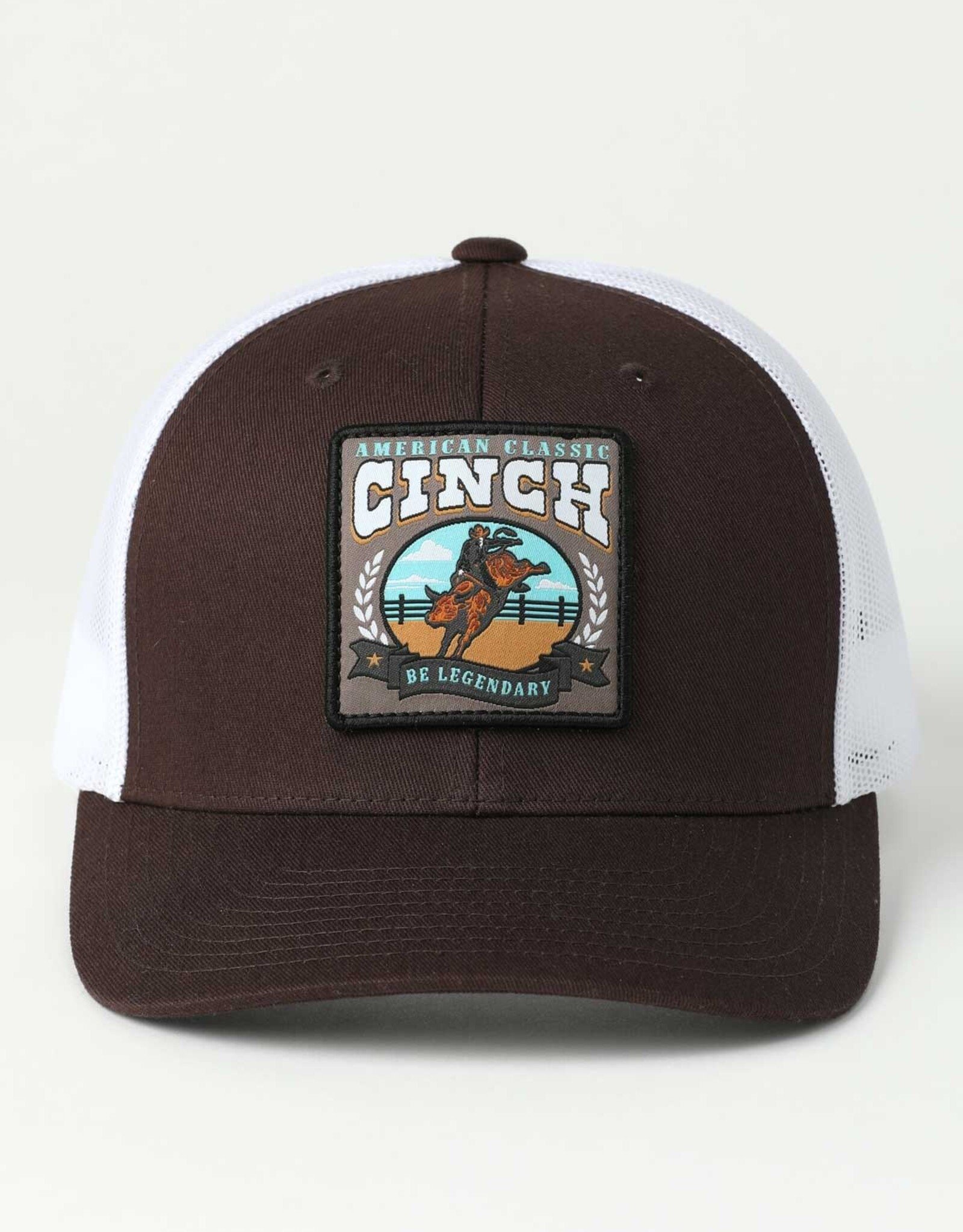 Cinch Mens Cinch Be Legendary Patch Brown N White Mesh Snapback Trucker Ball Cap