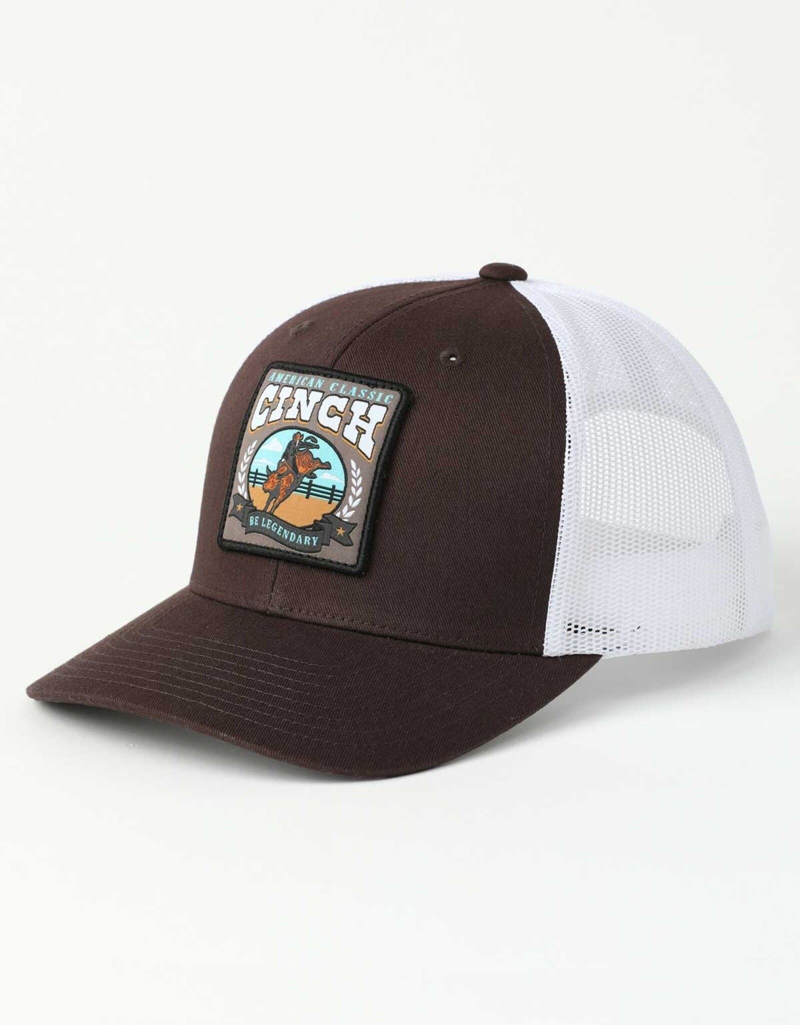 Cinch Mens Cinch Be Legendary Patch Brown N White Mesh Snapback Trucker Ball Cap