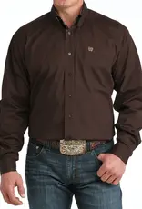 Cinch Mens Cinch Solid Chocolate Brown Stretch Classic Fit Long Sleeve Western Button Shirt