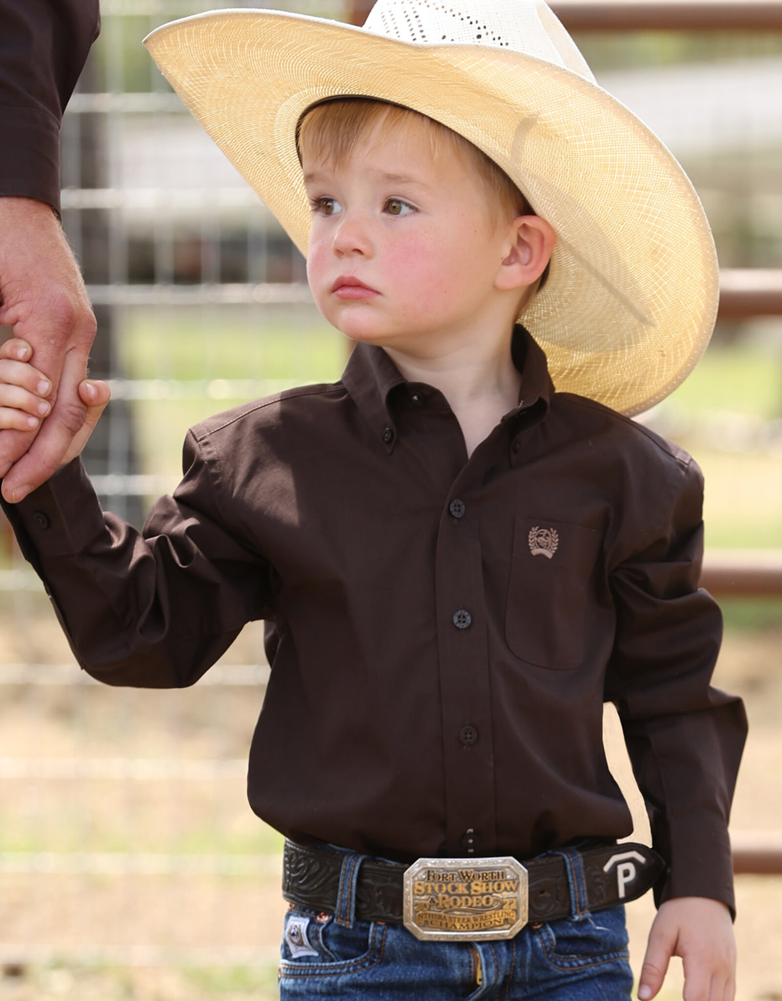Cinch Boys Toddler Cinch Solid Chocolate Brown Long Sleeve Western Button Shirt