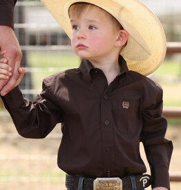 Cinch Boys Toddler Cinch Solid Chocolate Brown Long Sleeve Western Button Shirt