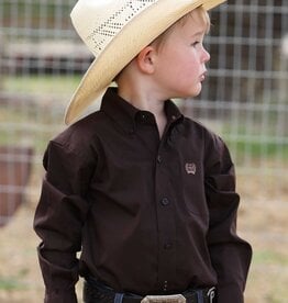 Cinch Boys Infant Cinch Solid Chocolate Brown Stretch Long Sleeve Western Button Shirt