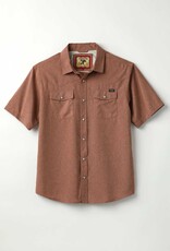Cinch Mens Cinch Heather Brown Short Sleeve Arena Flex Western Snap Camp Shirt