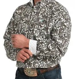 Cinch Mens Classic Cinch White Paisley Long Sleeve Western Button Shirt
