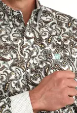 Cinch Mens Classic Cinch White Paisley Long Sleeve Western Button Shirt