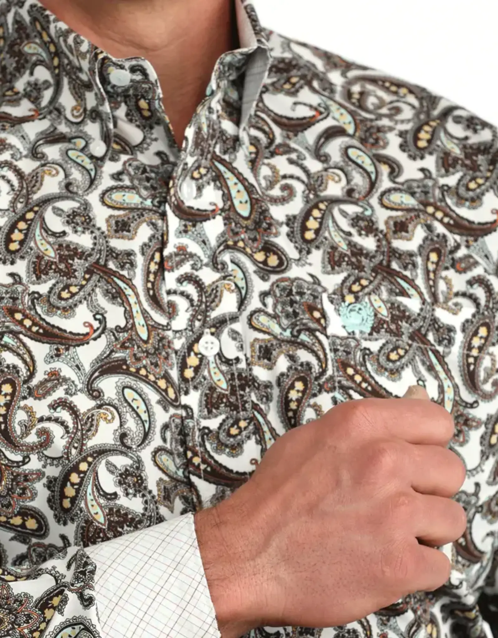 Cinch Mens Classic Cinch White Paisley Long Sleeve Western Button Shirt