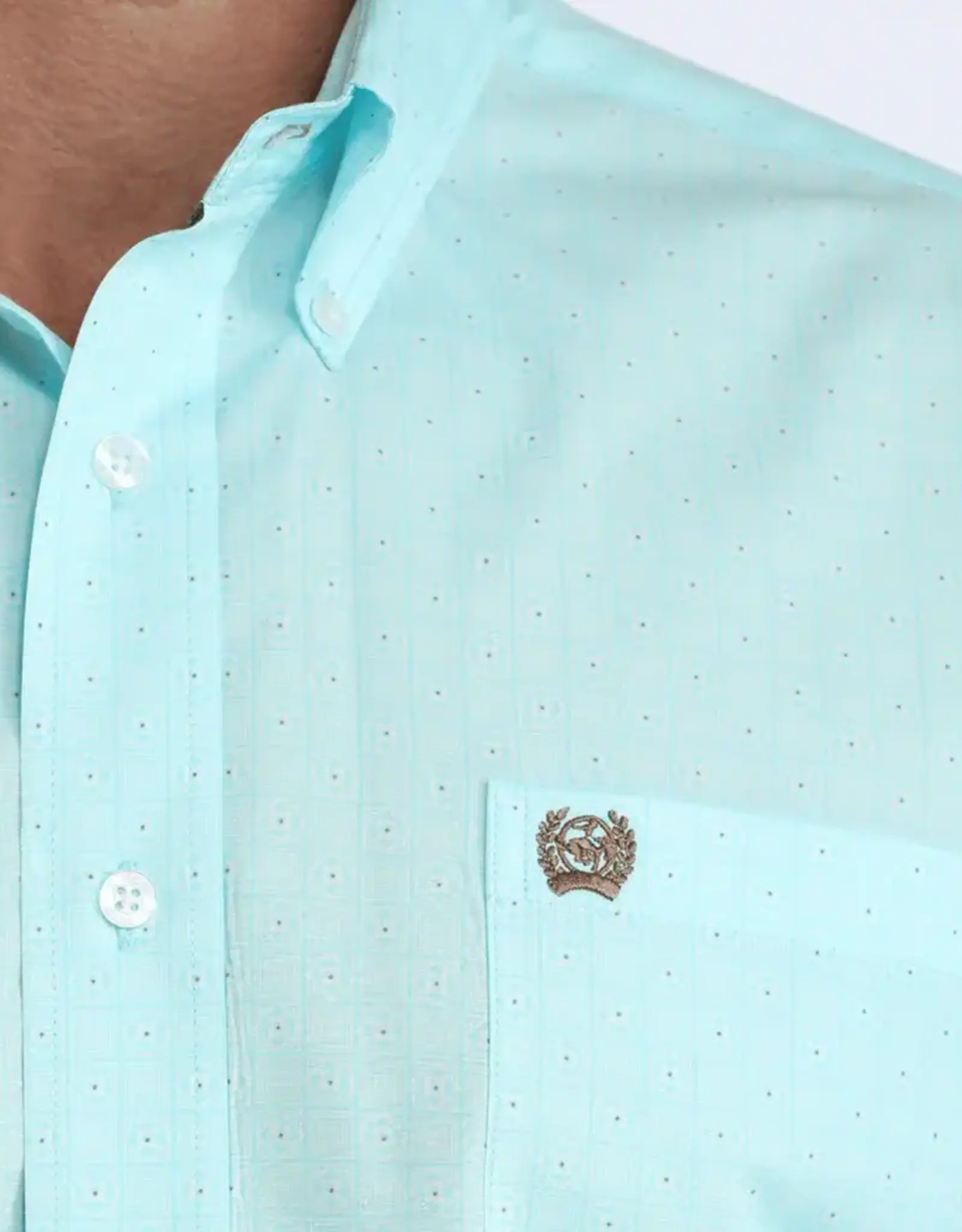 Cinch Mens Classic Cinch Light Blue Print Long Sleeve Western Button Shirt