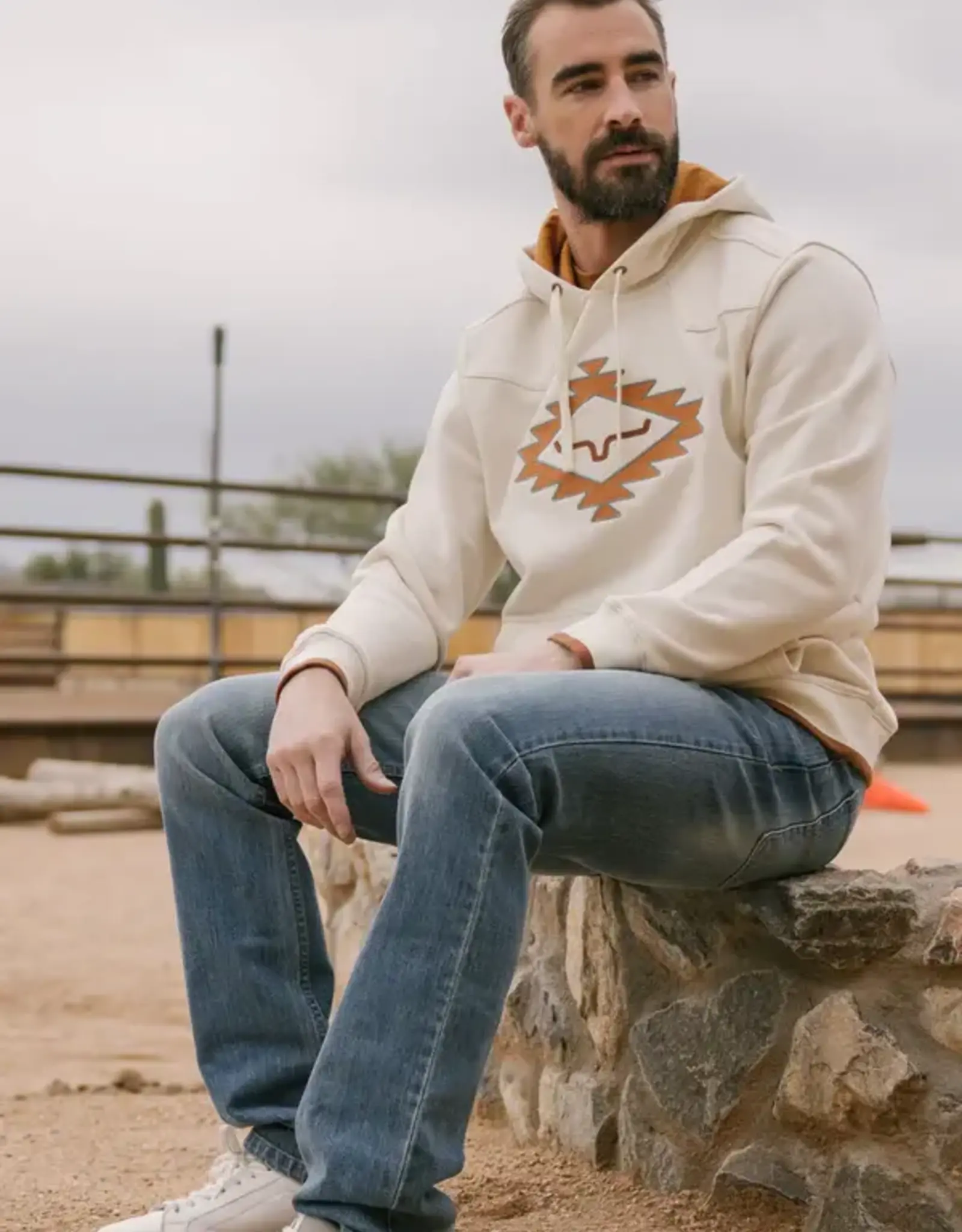 Kimes Ranch Mens Natural Berger Hooded Pullover Sweatshirt