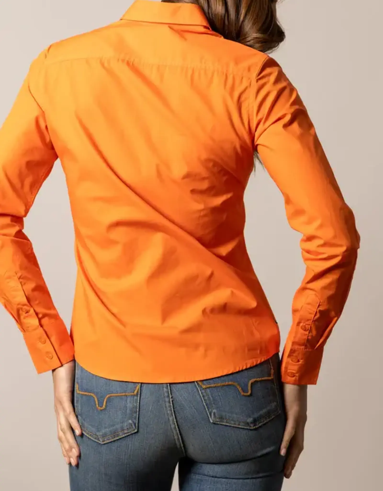 Womens Kimes Vintage Orange KR Team Long Sleeve Button Down Western Arena Shirt