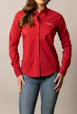 Womens Kimes Red KR Team Long Sleeve Button Down Western Arena Shirt