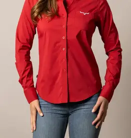 Womens Kimes Red KR Team Long Sleeve Button Down Western Arena Shirt