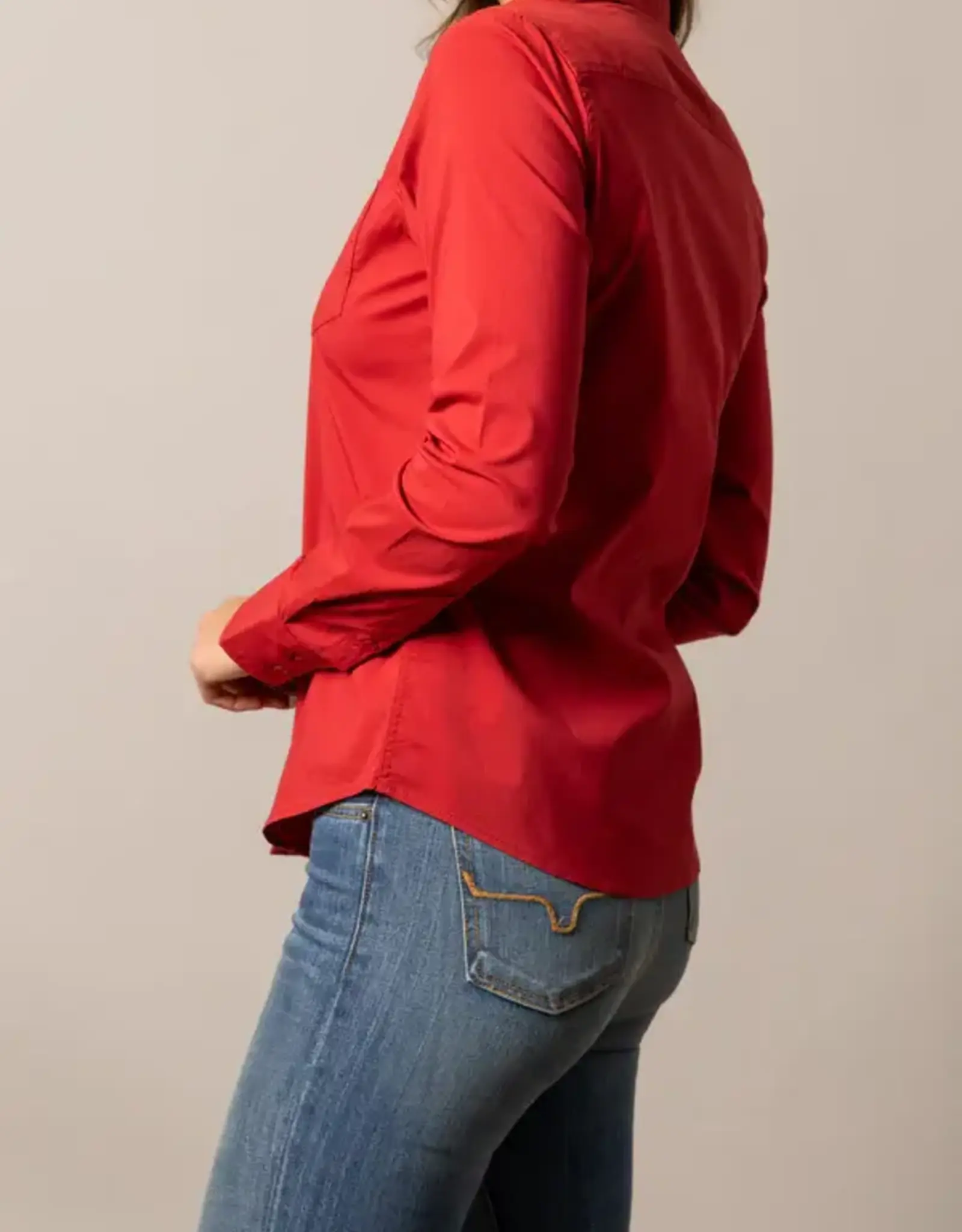 Womens Kimes Red KR Team Long Sleeve Button Down Western Arena Shirt