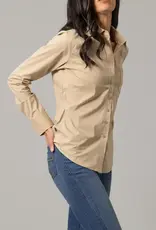 Womens Kimes Khaki KR Team Long Sleeve Button Down Western Arena Shirt