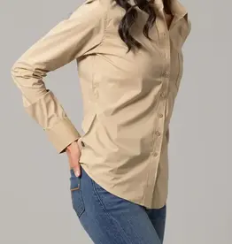 Womens Kimes Khaki KR Team Long Sleeve Button Down Western Arena Shirt