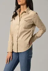 Womens Kimes Khaki KR Team Long Sleeve Button Down Western Arena Shirt
