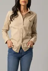 Womens Kimes Khaki KR Team Long Sleeve Button Down Western Arena Shirt