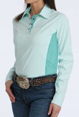 Cinch Womens Cinch Mint Green Arenaflex  Hybrid Long Sleeve Quarter Snap Shirt