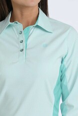 Cinch Womens Cinch Mint Green Arenaflex  Hybrid Long Sleeve Quarter Snap Shirt