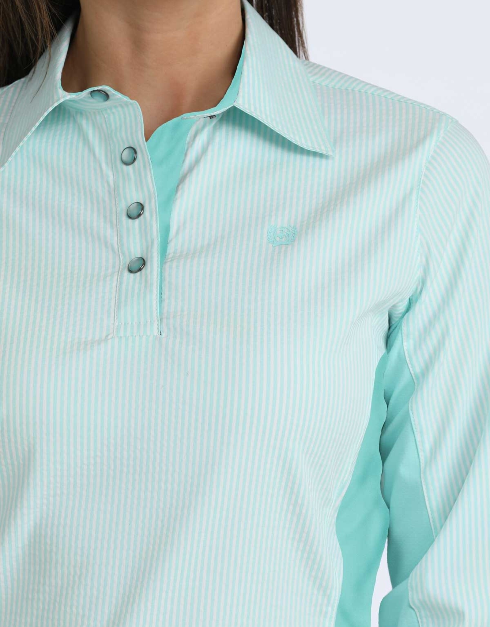 Cinch Womens Cinch Mint Green Arenaflex  Hybrid Long Sleeve Quarter Snap Shirt