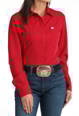 Cinch Womens Cinch Red Arenaflex Long Sleeve Button Arena Shirt