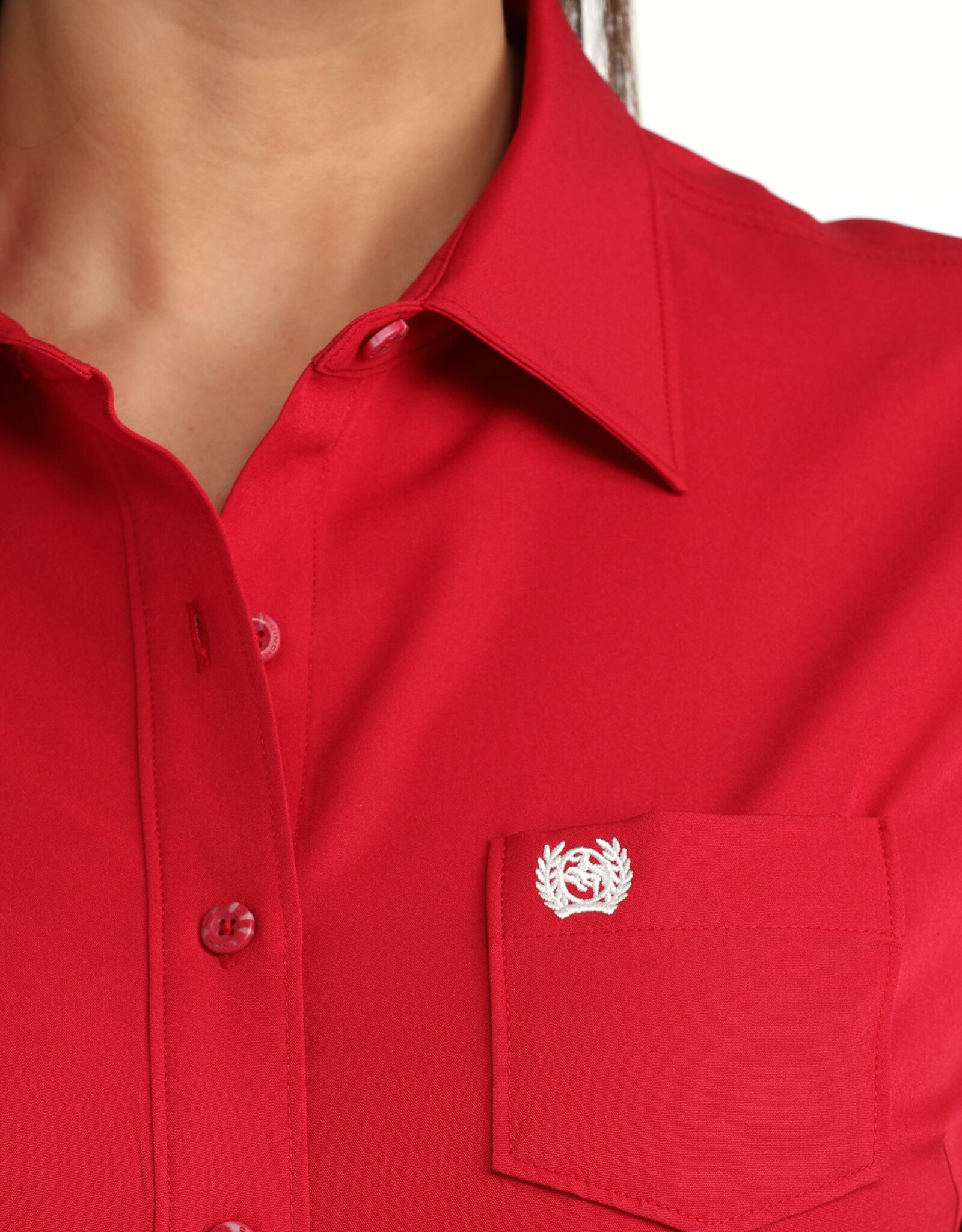 Cinch Womens Cinch Red Arenaflex Long Sleeve Button Arena Shirt