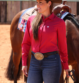 Cinch Womens Cinch Red Arenaflex Long Sleeve Button Arena Shirt