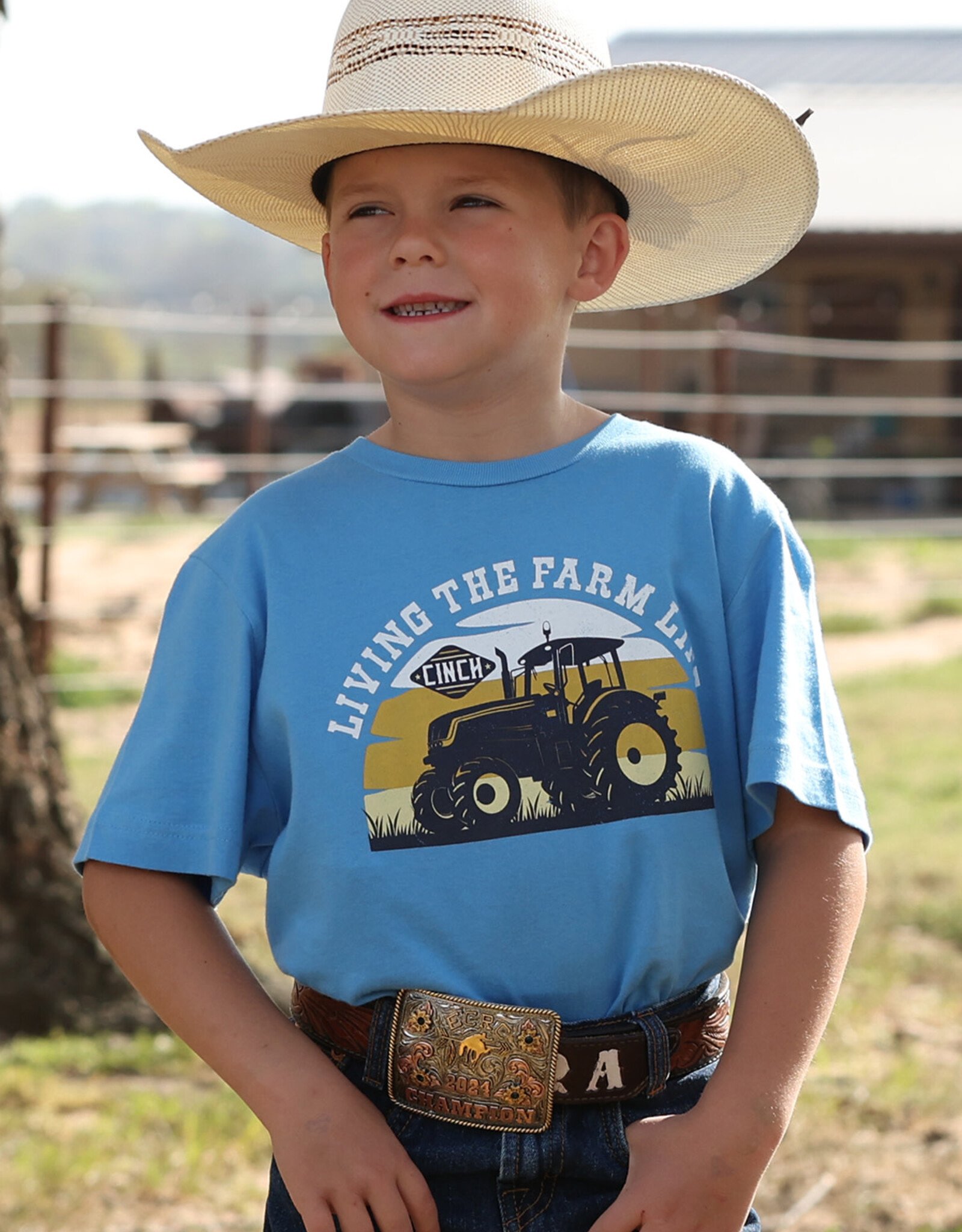 Cinch Boys Cinch Living The Farm Life Blue Short Sleeve T Shirt